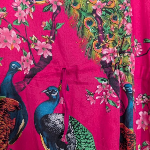 American Leisure Peacock Muumuu Womens Free Size Pink Lightweight Oversized - Picture 5 of 11